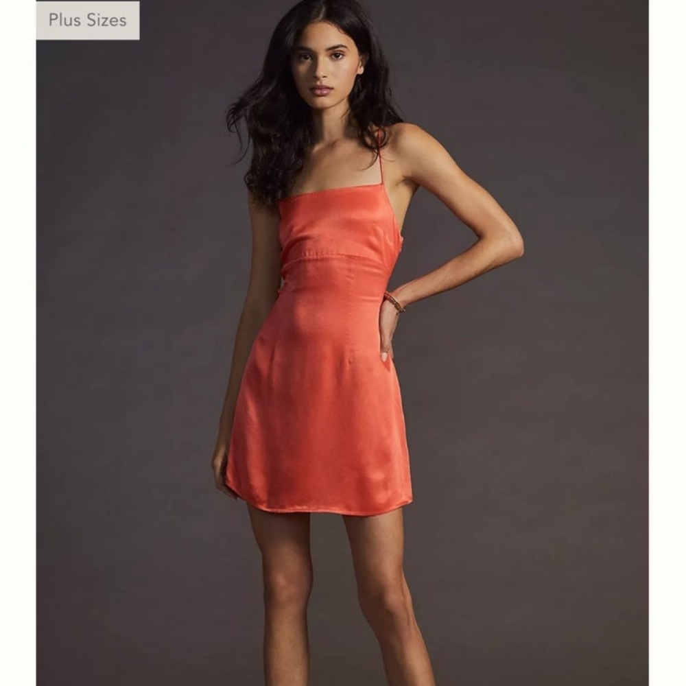 Anthro silky slip mini dress